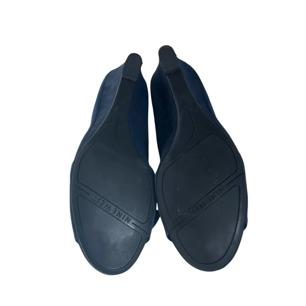 Nine West Dusty Blue Bow Tie Wedges - Size 8.5M